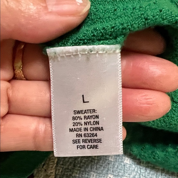 # 0588 + Light Weight Green Button Knit Cardigan - Picture 5 of 6